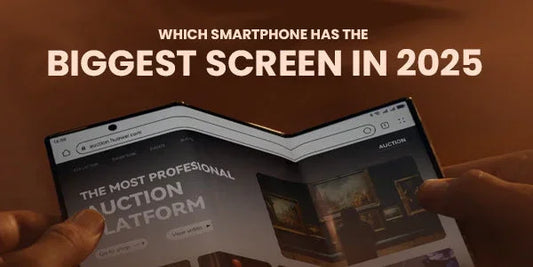 Person holding a foldable smartphone with a wide screen, exploring which phone has the biggest display in 2025