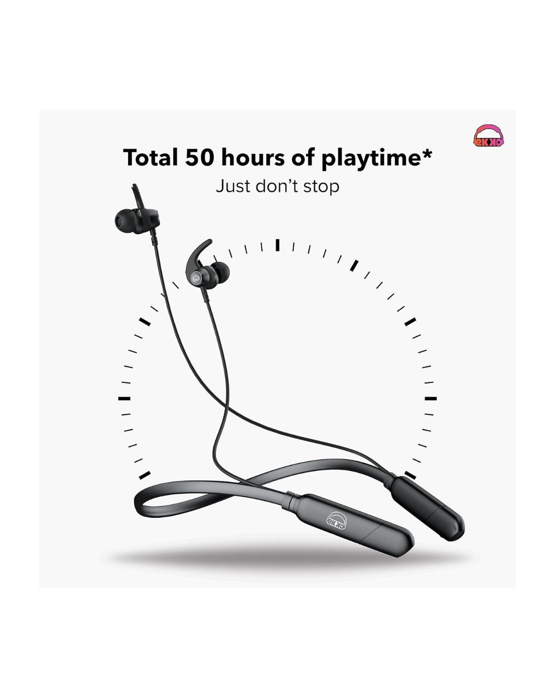 EKKO Unplug N05 Neckband Earphones with 50 Hours Playback Time,Bluetooth V5.2, Quick Charging, IPX4 Protection, SIRI & Google Assistant
