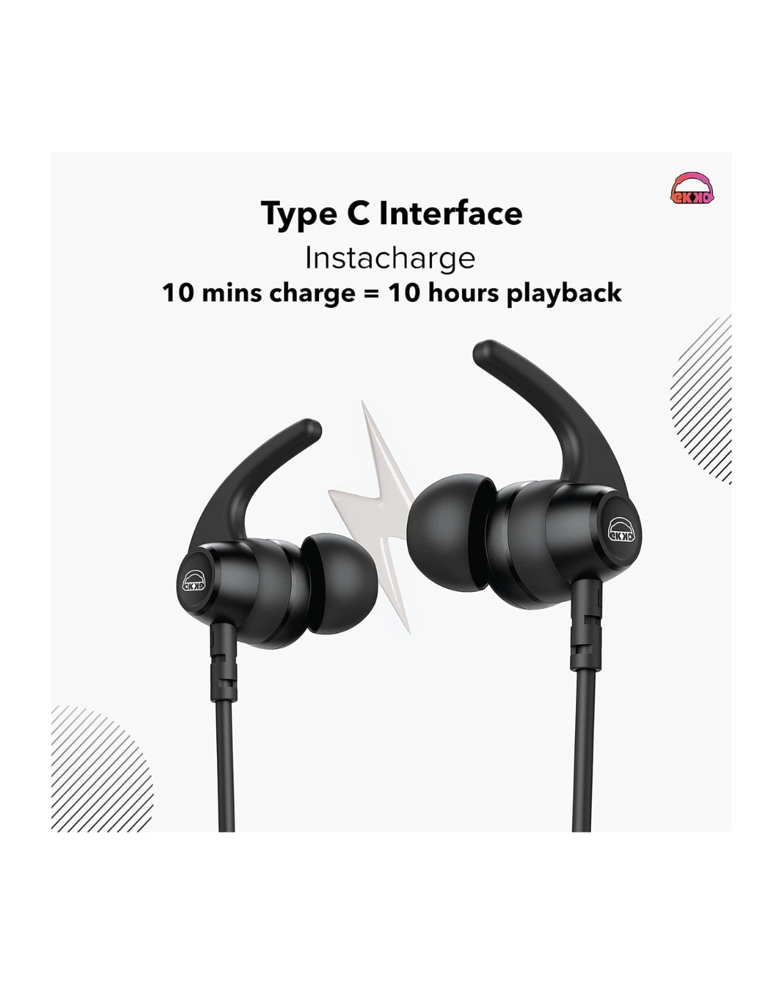 EKKO Unplug N05 Neckband Earphones with 50 Hours Playback Time,Bluetooth V5.2, Quick Charging, IPX4 Protection, SIRI & Google Assistant