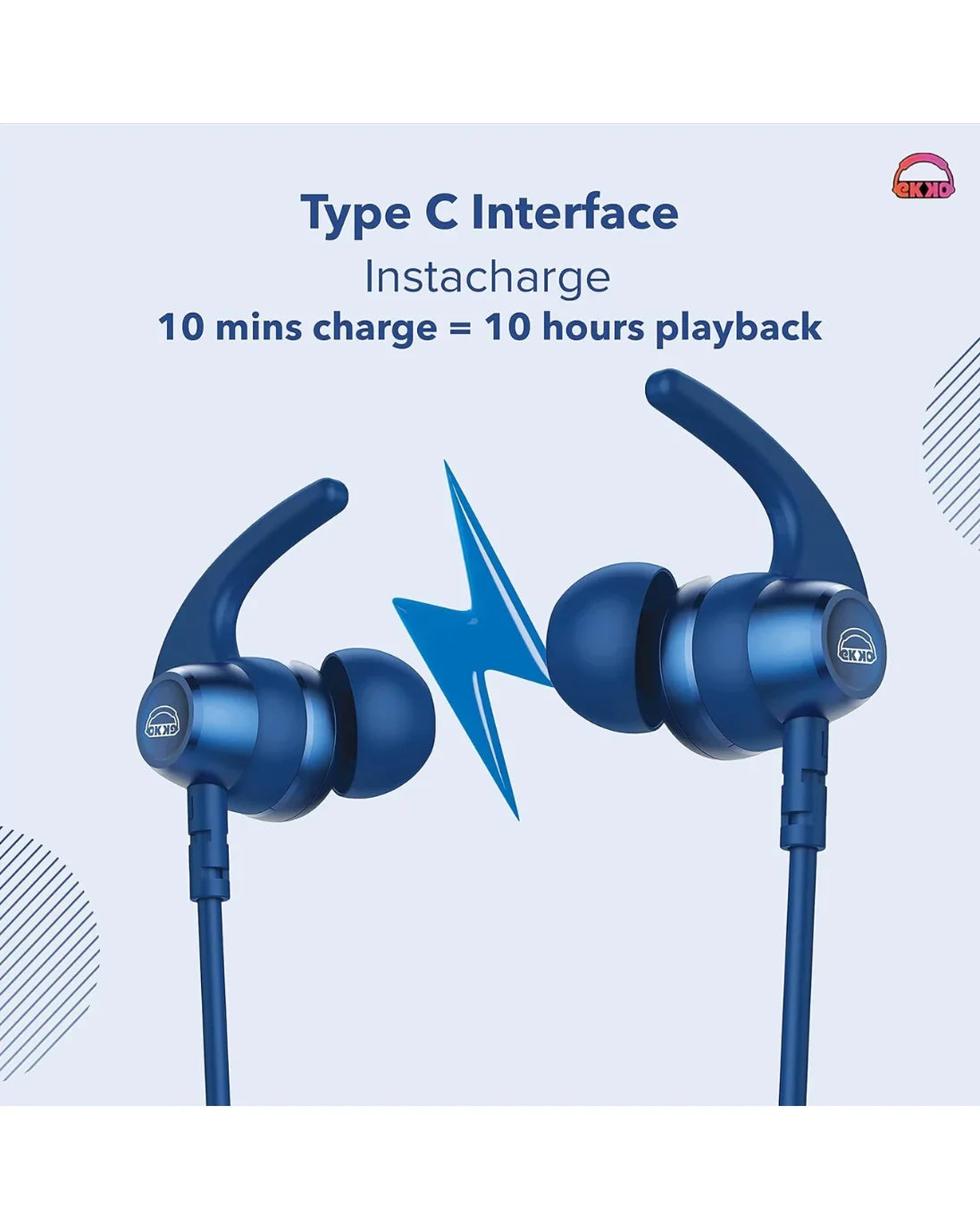 EKKO Unplug N05 Neckband Earphones with 50 Hours Playback Time,Bluetooth V5.2, Quick Charging, IPX4 Protection, SIRI & Google Assistant
