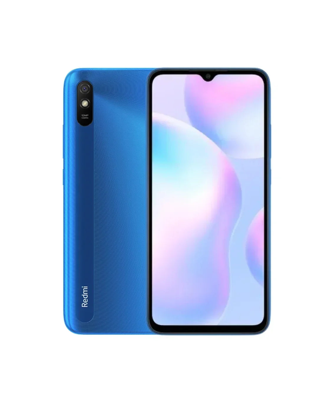 Vibrant blue Redmi smartphone with 13MP camera, sleek design, and colorful display, showcasing premium refurbished tech.